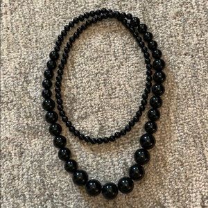 Black beaded double loop necklace NWOT